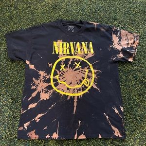 Nirvana smiley face bleach splattered tshirt